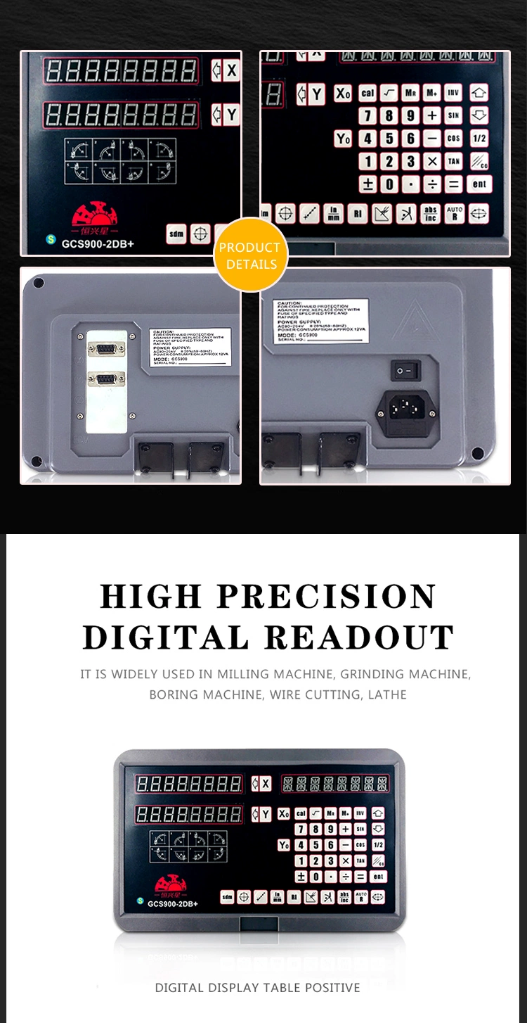 Complete Set 2 Axis LCD Digital Readout Dro with 2 Pieces 0-1000mm Glass Linear Scale